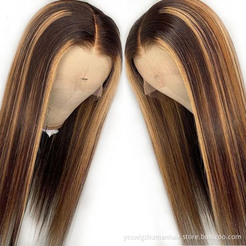 Yeswigs Hd Full Highlights Colored Lace Frontal Wig Raw Brazilian Virgin Human Hair Lace Front Wig For Black Women Human Hair